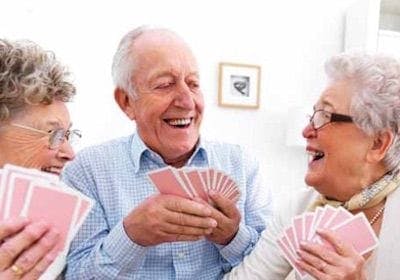 Old people playing blackjack